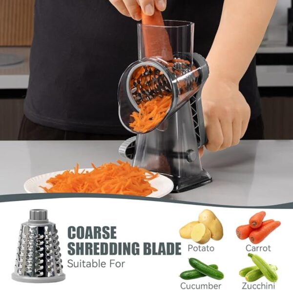 KEOUKE Rotary Cheese Grater with Handle Vegetable Cheese Shredder Slicer - Image 6