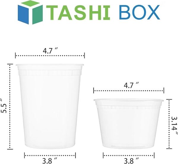 Tashibox 48 Pack Plastic Deli Containers with 54 Lids (16 & 32 oz 24 Each) - Image 3