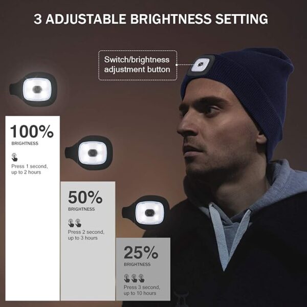 YunTuo LED Beanie with The Light, Unisex USB - Image 2