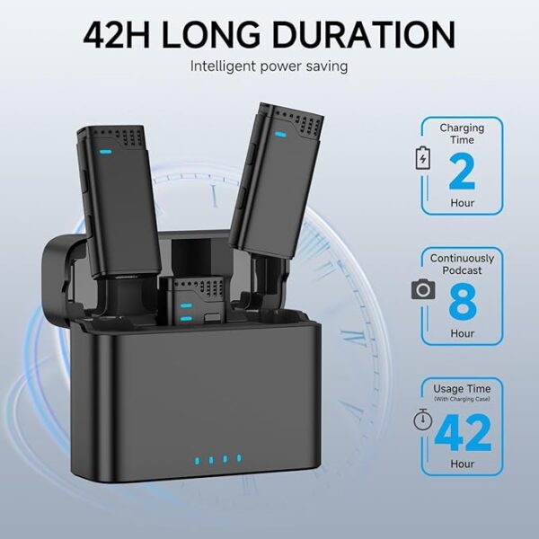 2 in 1 Professional Wireless Lavalier Microphone for Android, iPhone iPad - Image 2