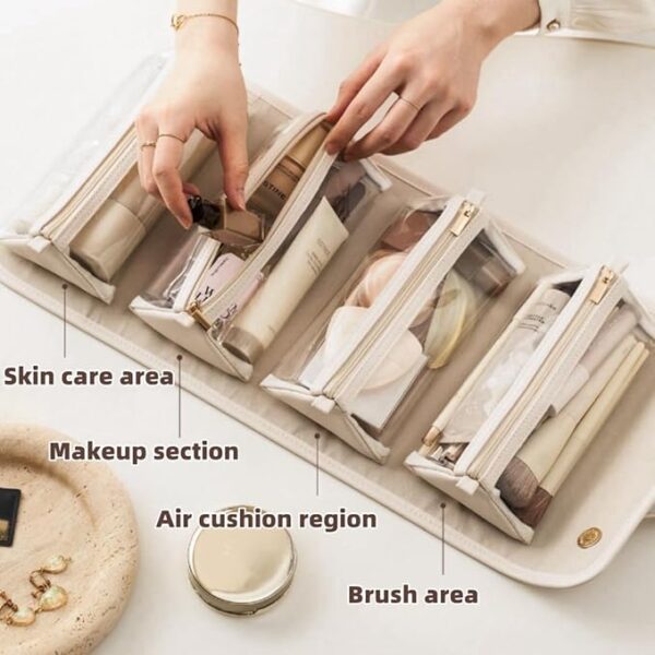 Portable 4-in-1 Foldable Cosmetic Bag - Large Capacity, Waterproof Travel - Image 2