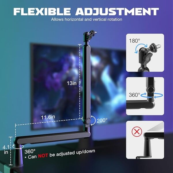 FIFINE Microphone Boom Arm, Low Profile Adjustable Stick - Image 2