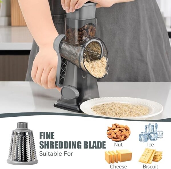 KEOUKE Rotary Cheese Grater with Handle Vegetable Cheese Shredder Slicer - Image 4