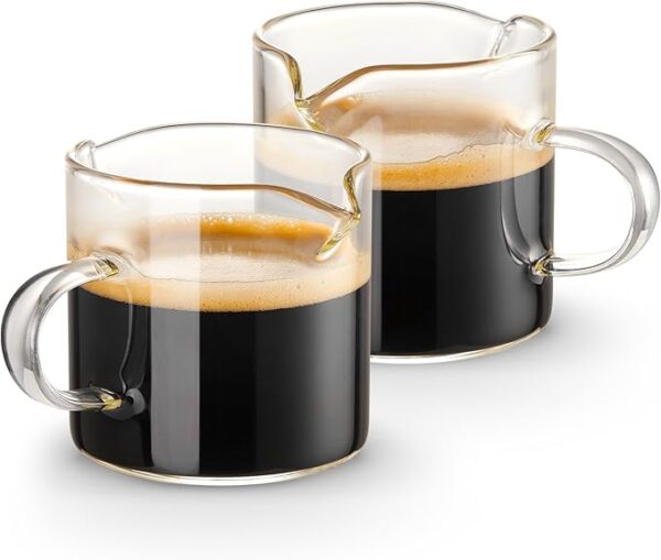 Espresso Cups Set of 2, 4 OZ Double Spouts Cups, Espresso Shot Glasses