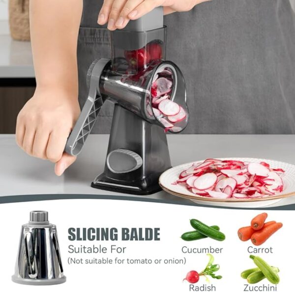 KEOUKE Rotary Cheese Grater with Handle Vegetable Cheese Shredder Slicer - Image 2
