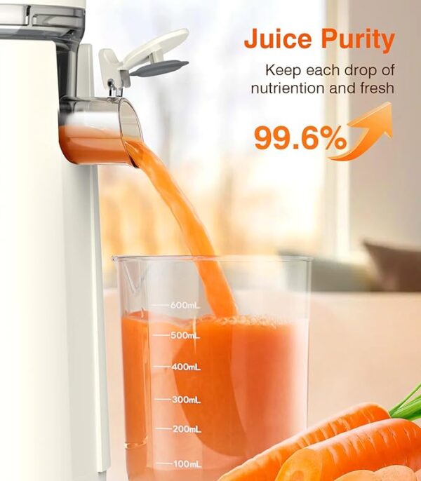 Cold Press Juicer, Updated Masticating Juicer Machines with 5" Feeding Chute Fit Whole Fruits &Vegetables - Image 2
