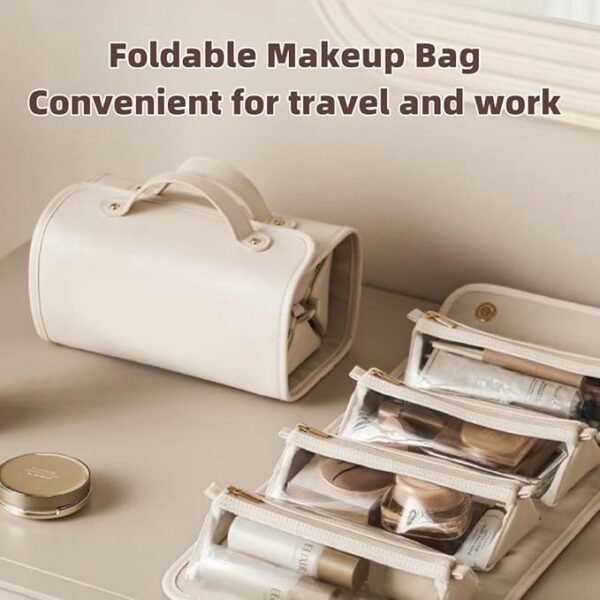 Portable 4-in-1 Foldable Cosmetic Bag - Large Capacity, Waterproof Travel - Image 3