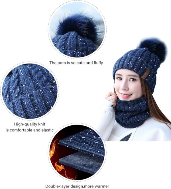 IYEBRAO Womens Winter Knit Beanie Hat and Scarf Set - Image 6