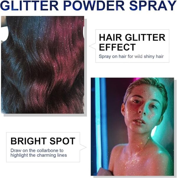 Body Glitter Spray for Hair and Body, Hairspray for Clothes - Image 3