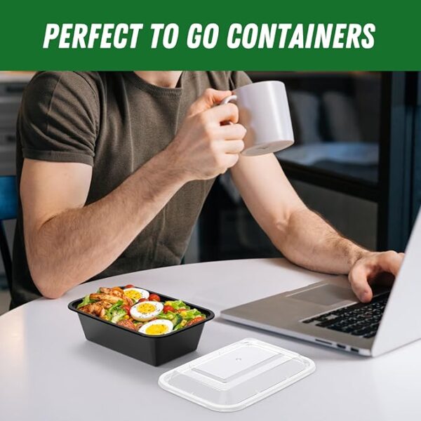 50 Pack (100-Piece) 24 oz Meal Prep Containers Reusable with Lids - Image 5