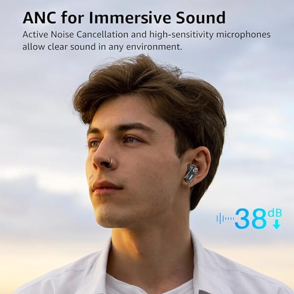 TOZO Hybrid Active Noise Cancelling Wireless Earbuds, 10mm Drivers Deep Bass Stereo Sound - Image 5