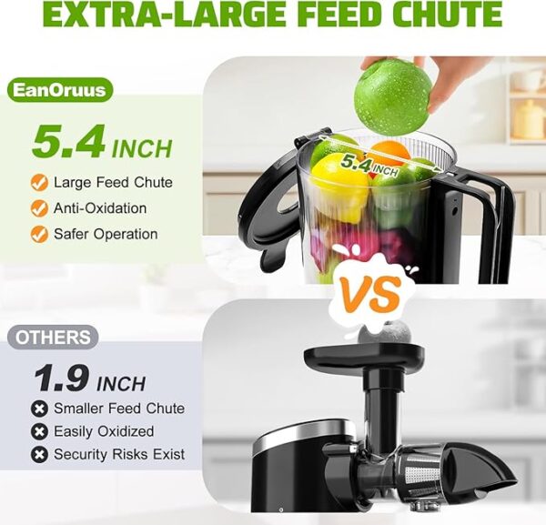 Cold Press Juicer, 5.4" Wide Feed Chute Juice Extractor Machine with 400W - Image 5