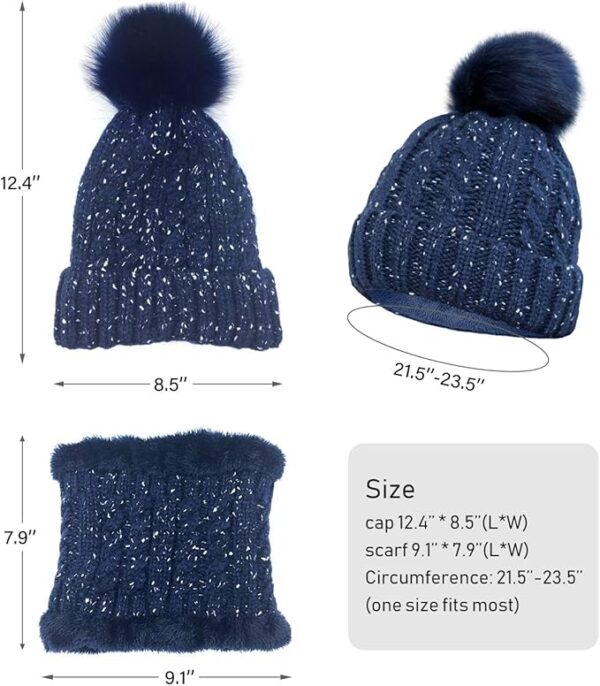 IYEBRAO Womens Winter Knit Beanie Hat and Scarf Set - Image 3