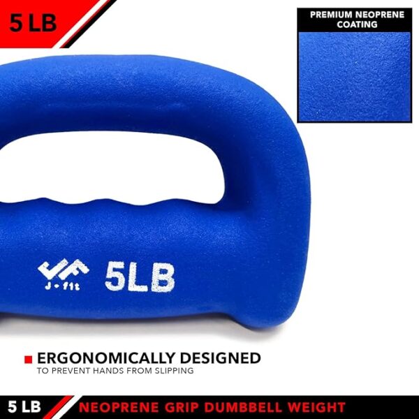 JFIT Neoprene D Grip Dumbbells - Image 2