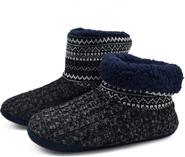 GPOS Knit Rock Wool Warm Men Indoor Pull on Cozy Memory Foam Slipper