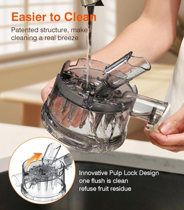 Cold Press Juicer, Updated Masticating Juicer Machines with 5" Feeding Chute Fit Whole Fruits &Vegetables - Image 3
