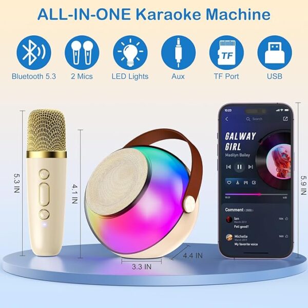 Mini Karaoke Machine for Kids Adults, Portable Bluetooth - Image 3
