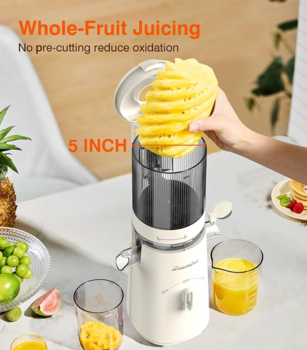 Cold Press Juicer, Updated Masticating Juicer Machines with 5" Feeding Chute Fit Whole Fruits &Vegetables - Image 4