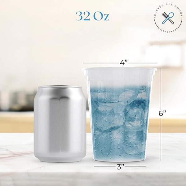 [25Sets - Clear Plastic 32 oz Deli Containers with Lids & One (1) Label Sheet - Image 3