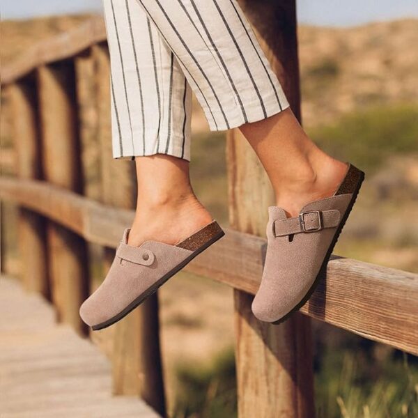 KIDMI Women's Suede Clogs Leather Mules - Image 3