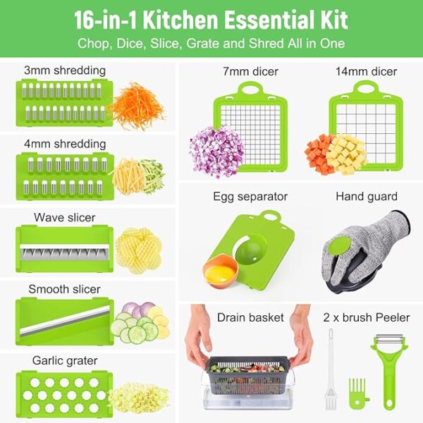Vegetable Chopper,Food Chopper,Pro 12 in1 Multifunctional Onion Chopper,Veggie Chopper - Image 4