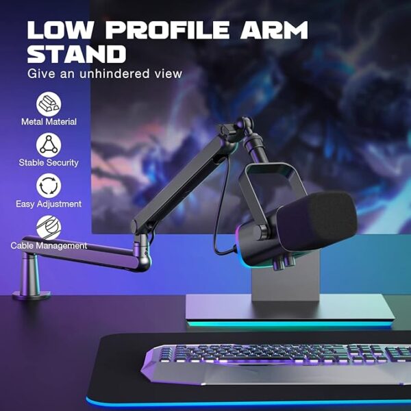 FIFINE Microphone Boom Arm, Low Profile Adjustable Stick - Image 4