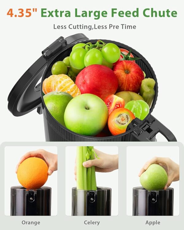 Juicer Machines, ECOSELF Cold Press Juicer with 4.35" Large Feed Chute Fit Whole Fruits and Vegetables - Image 5