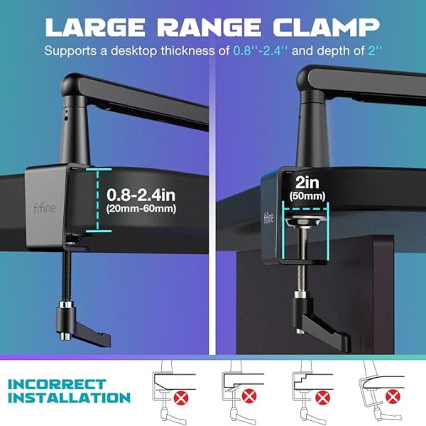 FIFINE Microphone Boom Arm, Low Profile Adjustable Stick - Image 3