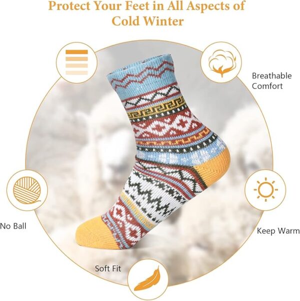 besky 5 Pairs Winter Wool Socks Women - Image 3