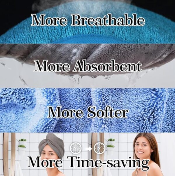 YoulerTex Ultra Plush Microfiber Hair Towel Wrap for Women - Image 2