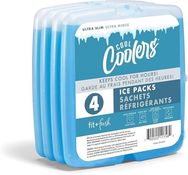 Cool Coolers By Fit & Fresh 4 Pack Slim Ice Packs, Quick