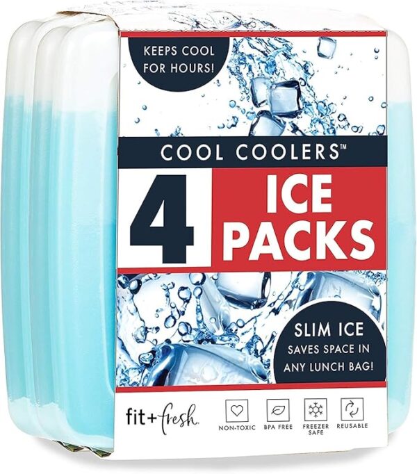 Cool Coolers By Fit & Fresh 4 Pack Slim Ice Packs, Quick - Image 3