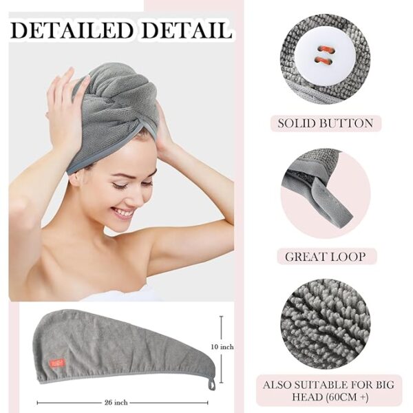 YoulerTex Ultra Plush Microfiber Hair Towel Wrap for Women - Image 4
