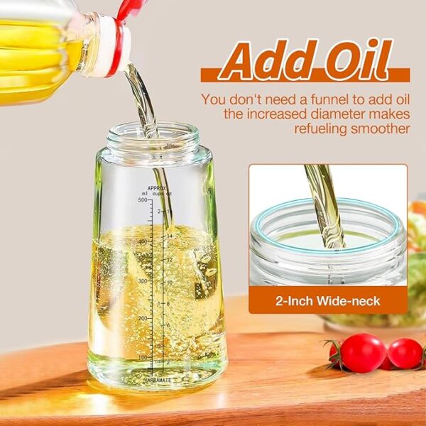 YRRAMATE - 18oz/550ml Olive Oil Dispenser for Kitchen - 2 in 1 Oil Sprayer for Cooking - Image 5