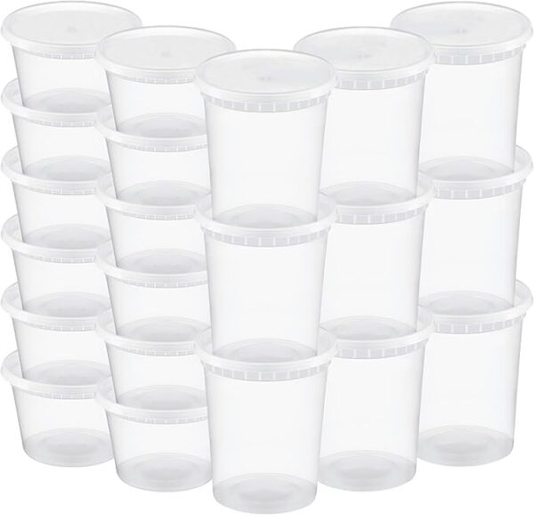 Tashibox 48 Pack Plastic Deli Containers with 54 Lids (16 & 32 oz 24 Each) - Image 5