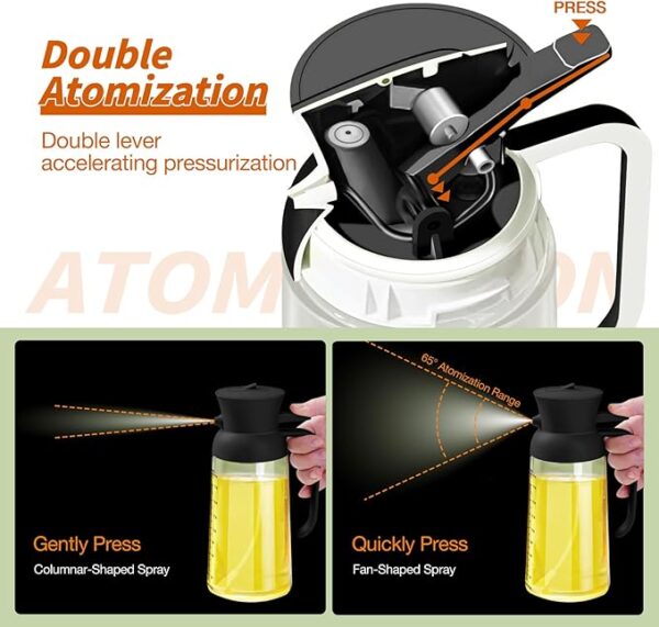 YRRAMATE - 18oz/550ml Olive Oil Dispenser for Kitchen - 2 in 1 Oil Sprayer for Cooking - Image 6