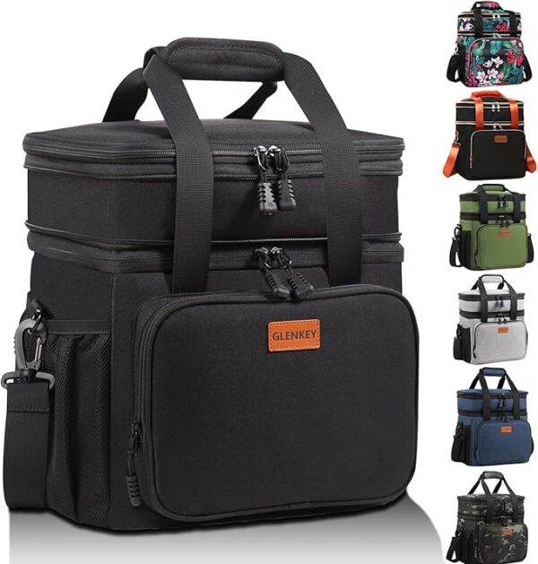 Expandable Insulated Large Lunch Box, Double Deck Heavy Duty Durable Lunch Bag