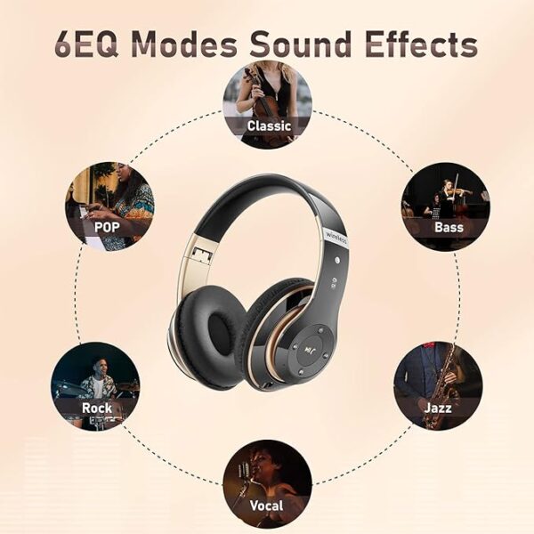 Bluetooth Headphones Over Ear, 6S Wireless Headphones Wired with 6 EQ Modes - Image 2