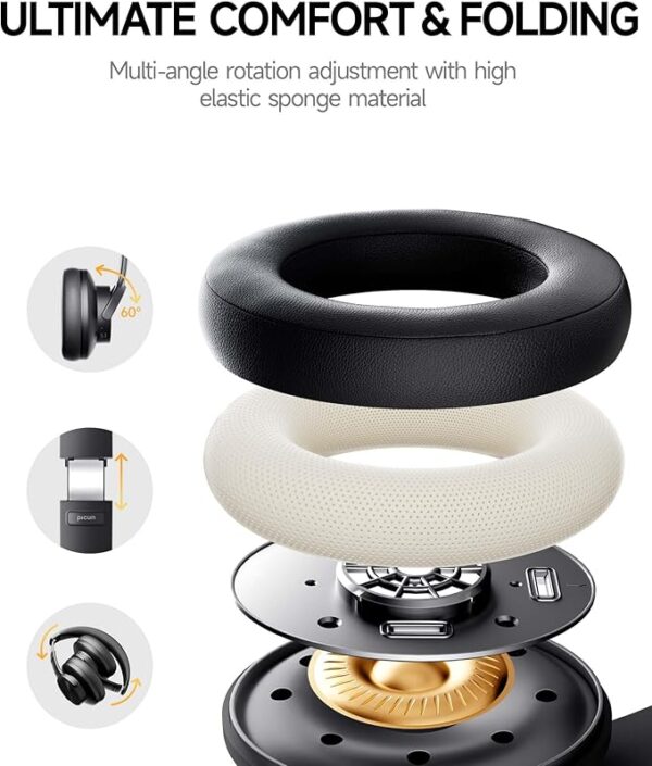 Picun B8 Bluetooth Headphones, 120H Playtime Headphones - Image 3