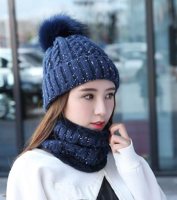 IYEBRAO Womens Winter Knit Beanie Hat and Scarf Set - Image 2