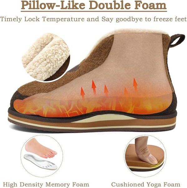 KuaiLu Mens Winter Slippers Memory Foam Slipper Boots for Men Cozy Felt Wool House - Image 4
