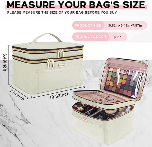 8.8L Double Layer Travel Makeup Bag Women, Large Cosmetic Case - Image 2