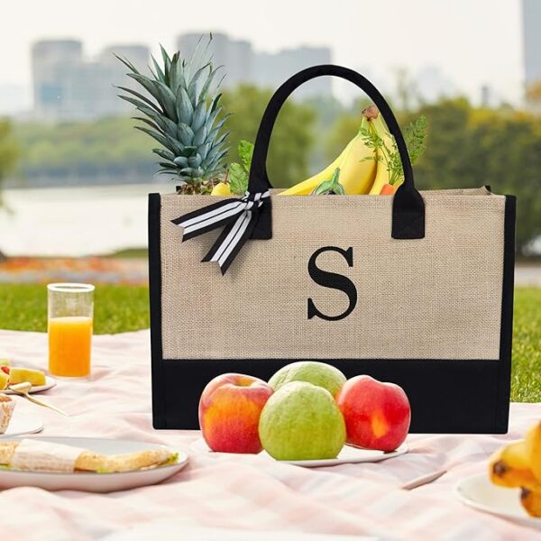 TOPDesign Personalized Initial Canvas Beach Bag - Image 3