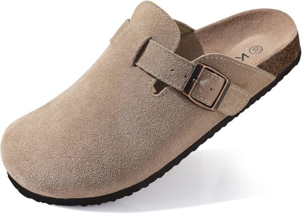 KIDMI Women's Suede Clogs Leather Mules