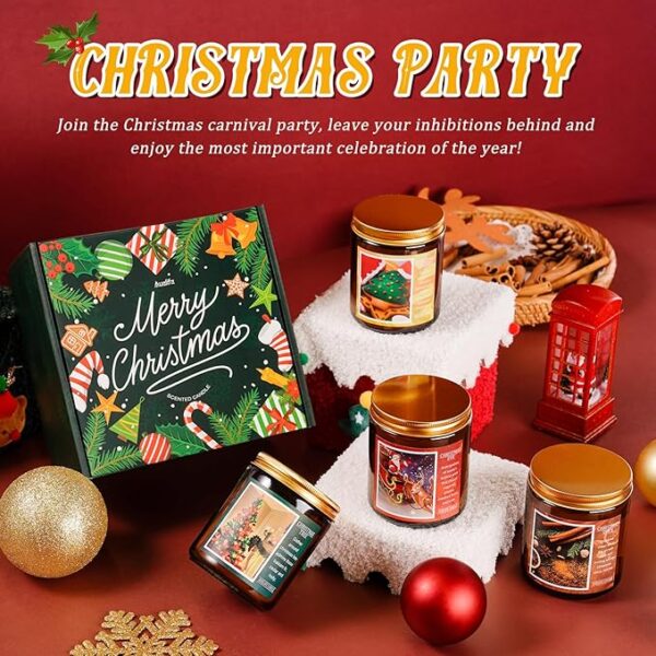 Christmas Candle Set | 4Pack Christmas Scented Candle - Image 3