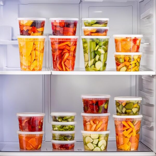 Tashibox 48 Pack Plastic Deli Containers with 54 Lids (16 & 32 oz 24 Each) - Image 2