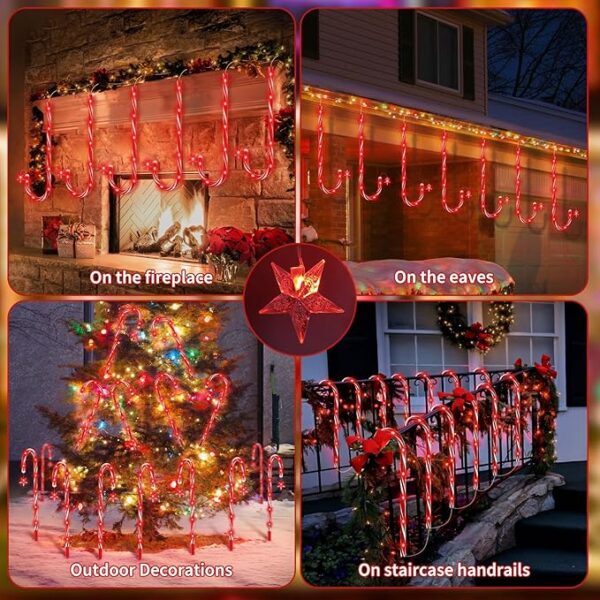 AOSEA Christmas Decorations Outdoor, 80 Red LEDs Solar Christmas Candy Cane Lights - Image 4