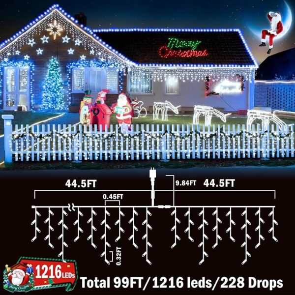 KNONEW 99FT 1216 LED Christmas Lights Outdoor - Image 3