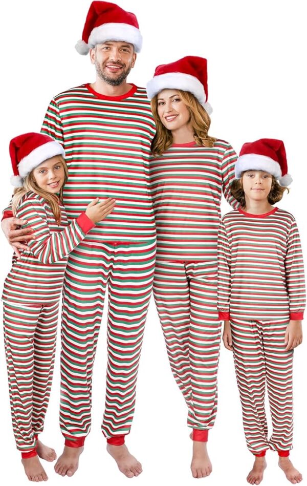 Liitrsh Matching Family Christmas Pajamas Set striped