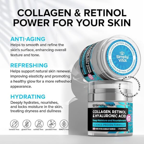 SimplyVital Collagen, Retinol & Hyaluronic Acid Cream - Anti-Aging Face Moisturizer for Face - Image 5
